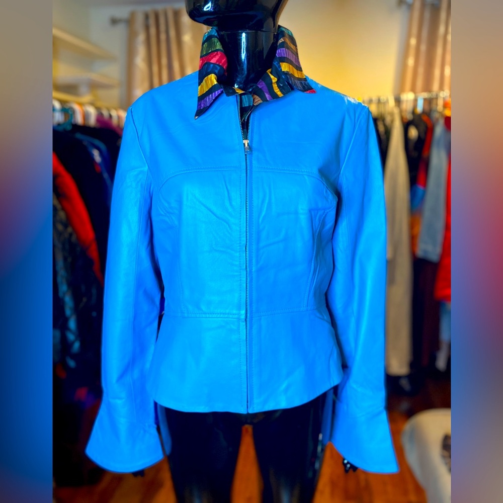 Blue Leather Jacket. - image 1